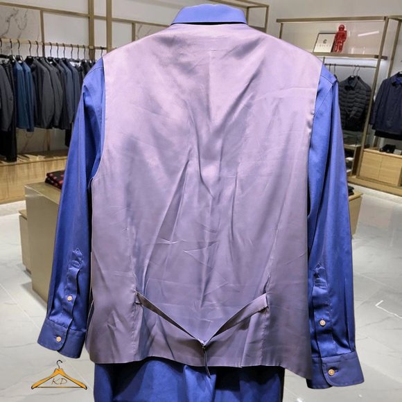 Paul Fredrick Linen Vest - XL, Indigo Blue & White Stripes, With Lapels - NWOT - Picture 3 of 6